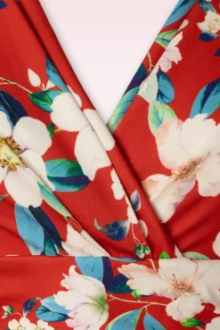 Rinda Bloemen Maxi Jurk In Warm Rood