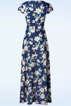 Rinda Floral Maxi Jurk In Marineblauw