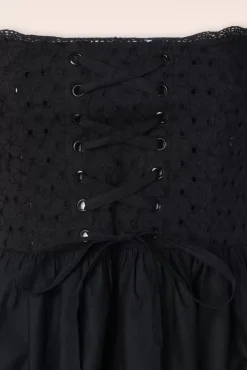 River Embroidery Swing Jurk In Zwart