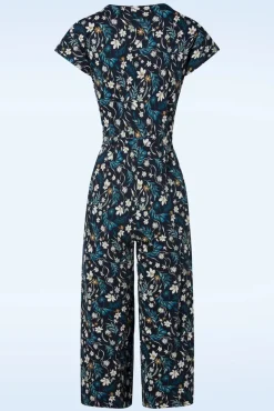 Rose Trellis Jumpsuit In Tidal Floral Maritime