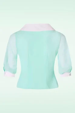 Sacha Mai Sheer Organza Blouse In Mint