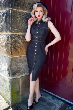 Sadie Pencil Jurk In Classic Denim