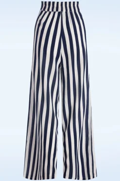 Sally Stripe Pantalon In Marineblauw