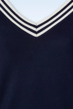 Sally Top Met Korte Mouwen En Gestreepte Halslijn In Marineblauw