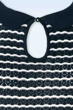 Scallop Stripe Top In Marineblauw