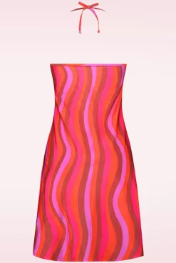 Shiny Waves Strand Jurk In Multi