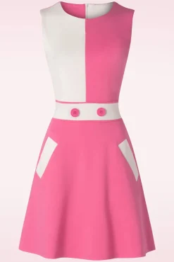 Sixties Contrast Jurk In Roze