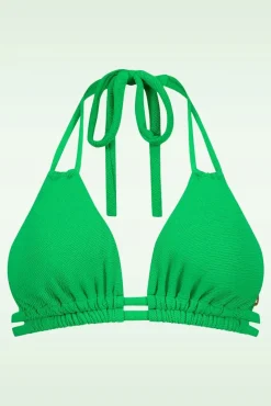 Slide Triangle Bikini Top In Bright Green Relief