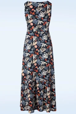 Strand Glass Maxi Jurk In Collaged Sea Maritime Blue