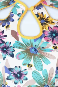 Summer Bee Swing Jurk In Wit