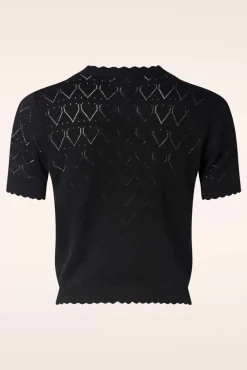 Summer Scallop Cardigan In Zwart