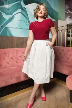 Suzette Rosa Broderie Anglaise Rok Met Plooien In Wit