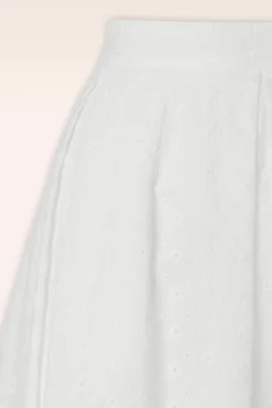Suzette Rosa Broderie Anglaise Rok Met Plooien In Wit