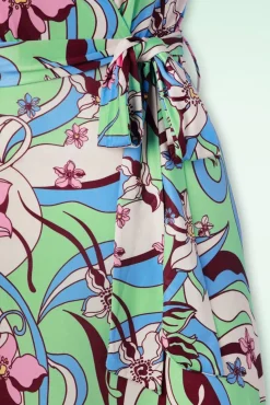 Swirly Maxi Jurk In Groen En Roze