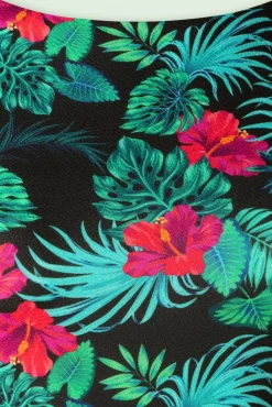 Tanya Tropical Pencil Jurk In Zwart