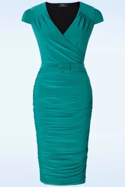 The Geneveeve Pencil Jurk In Turqoise