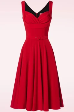 The Gina Lee Swing Jurk In Scarlet Rood