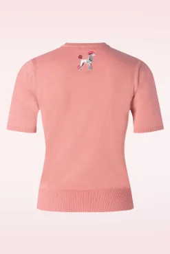 The Kissing Poodles Cardigan In Roze