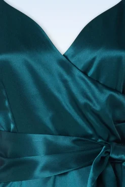 The Moira Satin Pencil Jurk In Teal