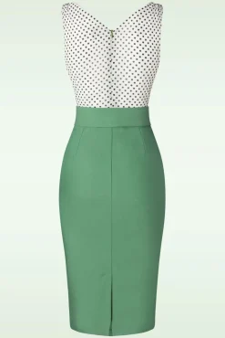 The Roslyn Pencil Jurk In Levendig Saliegroen