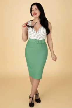 The Roslyn Pencil Jurk In Levendig Saliegroen