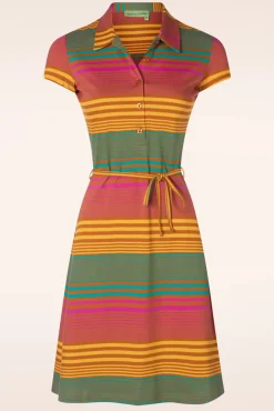 Tilly Polo Jurk In Yarn Dyed Caramel
