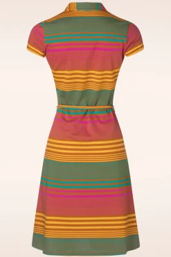 Tilly Polo Jurk In Yarn Dyed Caramel