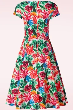 Topvintage Exclusive ~ Adriana Floral Swing Jurk Met Korte Mouwen In Multi
