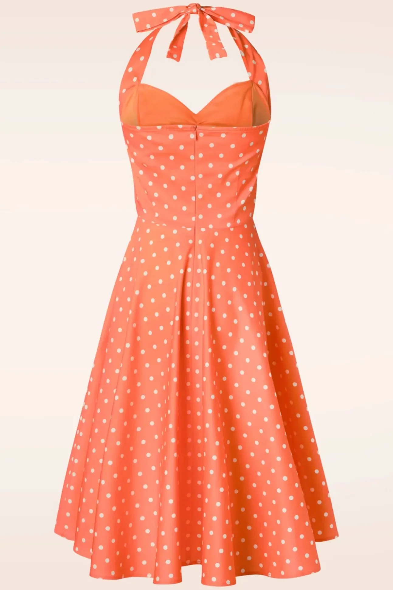 Topvintage Exclusive ~ Bettie Polka Dot Swing Jurk In Oranje