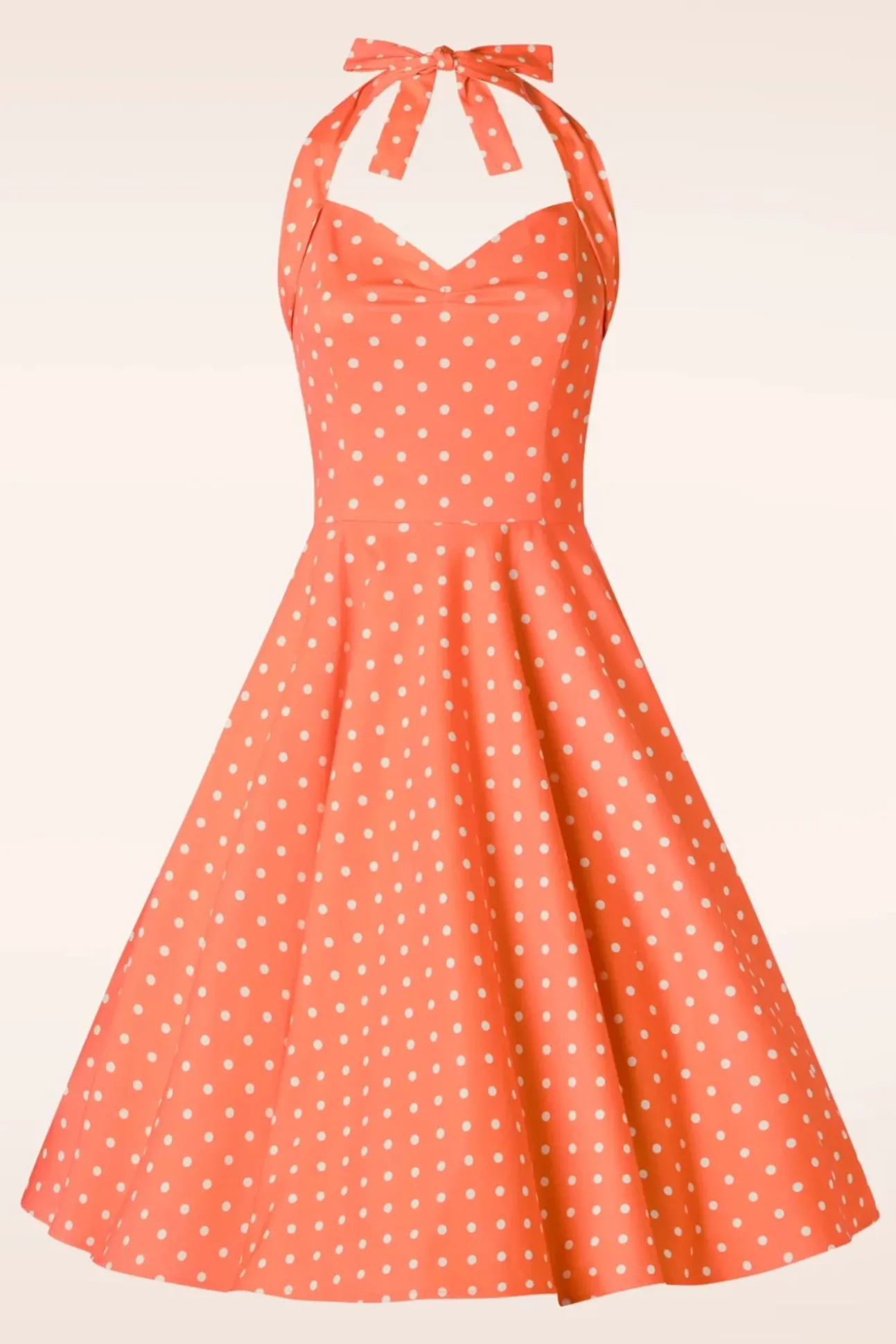 Topvintage Exclusive ~ Bettie Polka Dot Swing Jurk In Oranje