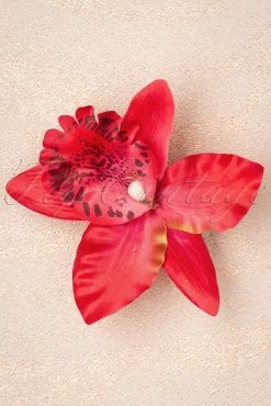 Tropical Vibes Haarbloemclip In Rood