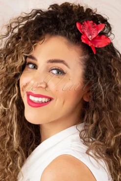 Tropical Vibes Haarbloemclip In Rood