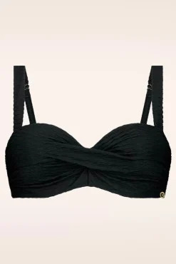 Twisted Bikinitop In Zwart Snake