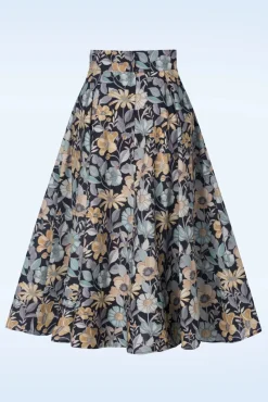 Vania Lee Floral Skirt In Navy