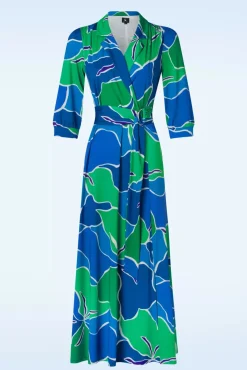 Vera Crossover Maxi Jurk In Blauw En Groen