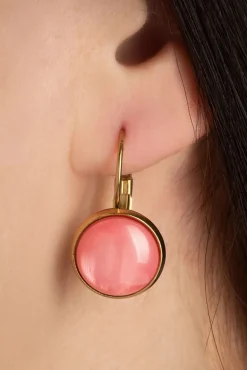 Vergulde Dot Oorbellen In Perzikroze