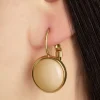 Vergulde Dot Oorbellen In Biscotti Beige