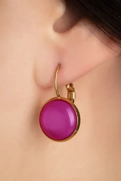 Vergulde Dot Oorbellen In Krokusroze