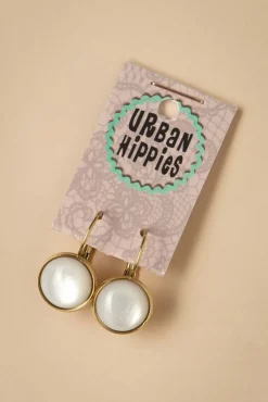 Vergulde Dot Oorbellen In Ivoor