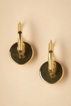 Vergulde Dot Oorbellen In Ivoor