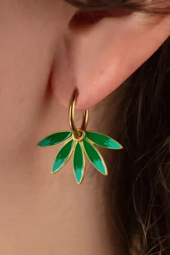 Vergulde Gemma Oorbellen In Groen