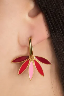 Vergulde Gemma Oorbellen In Rood