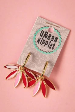 Vergulde Gemma Oorbellen In Rood