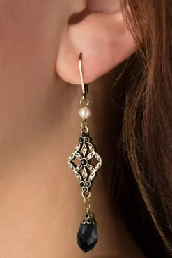 Victoriaanse Filigraan Oorbellen In Zwart