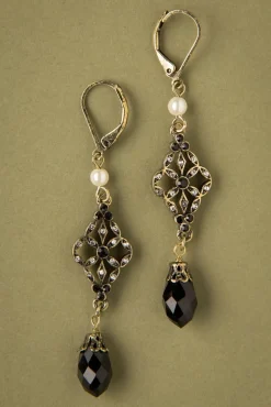 Victoriaanse Filigraan Oorbellen In Zwart