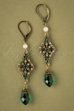 Victoriaanse Filigraan Oorbellen In Smaragd