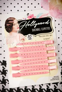 Vintage Haarstyling: Hollywood Duckbill Clipettes In Roze