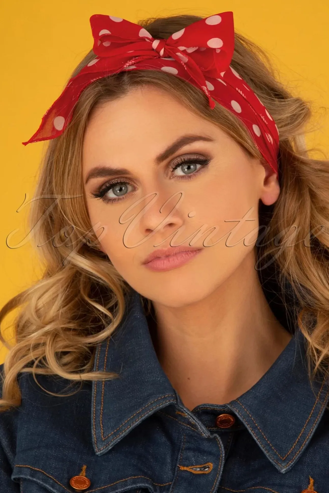 Vintage Retro Polka Dot Haarsjaal In Rood