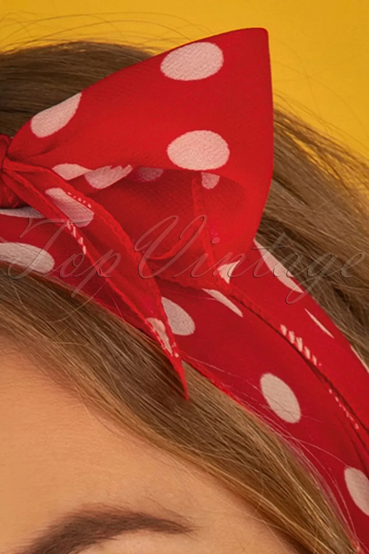 Vintage Retro Polka Dot Haarsjaal In Rood