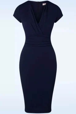 Vivien Pencil Jurk In Marineblauw